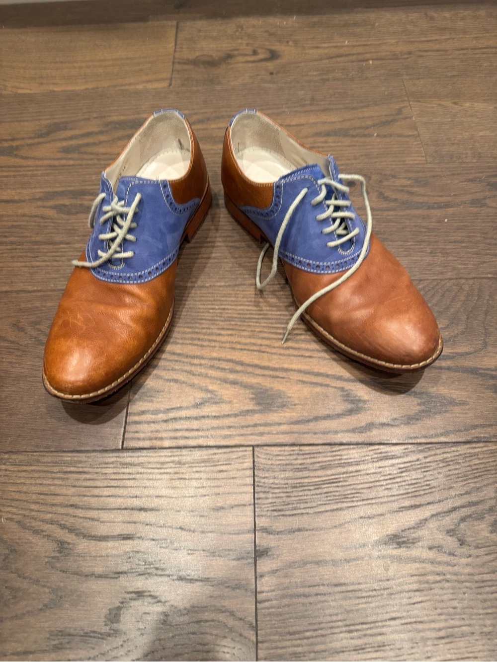 Cole Haan Brown Leather and Blue Suede Derby Oxfords size 9 men